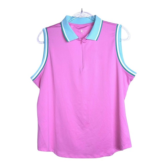 Sport Haley Tops - Sport Haley Womens Size XL Pink Sleeveless Quarter Zip Polo Shirt NWT